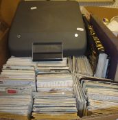 A box containing a quantity of various postcards,