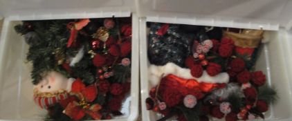 Three boxes of assorted Christmas decorations
