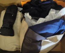 Three boxes of various accessories to include River Island bags, various hats, belts, gloves,