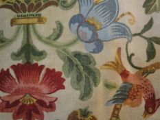 A large pair of cotton interlined curtains,