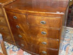 A Victorian mahogany bow fronted chest of two short over three long graduated drawers