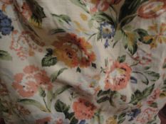 Two pairs of vintage cotton lined curtains of floral design,