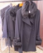 Three Burberry coats with fur style coats,