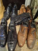 Three pairs of Berluti gentleman's leather shoes of varying colours, all size 9,
