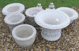 A quantity of composite stone garden pots