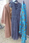 A vintage Monsoon blue dress, together with a further vintage black dress,