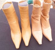 A pair of Jimmy Choo tan ankle boots with zip detail, size 37½,
