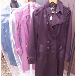 A Burberry purple trench coat,