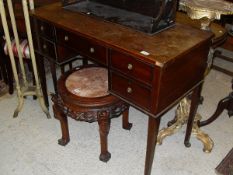 A 19th Century mahogany side table, the plain top above two banks of two drawers,