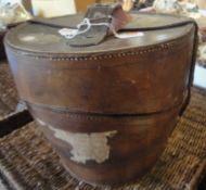 A leather hat box of typical form bearing inscription "WGS Kenny" to side ,