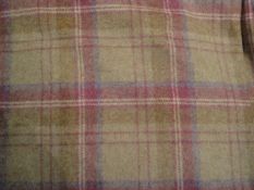 A large pair of Moon wool plaid interlined curtains together with matching pelmet