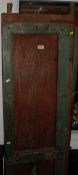 A pair of painted wooden Indian style cupboard doors and a 19th Century oak corner cupboard with