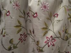 Three pairs of cotton interlined curtains,