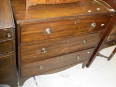 A 19th Century mahogany chest of three long drawers on bracket feet