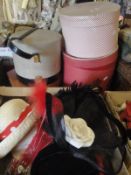 Four various vintage hat boxes containing hats etc,