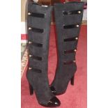 A pair of Fendi suede and patent knee high boots, with box,