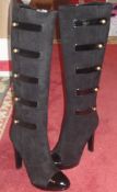 A pair of Fendi suede and patent knee high boots, with box,