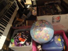 A box of assorted board games to include Cluedo, Monopoly, chess pieces, etc,