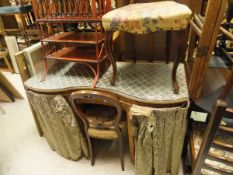 A collection of furniture comprising a kidney shaped dressing table,