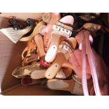 A box of assorted kitten heel sandals to include Celine, Escada, Gina, etc,