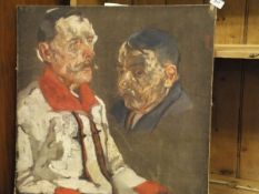 20TH CENTURY RUSSIAN SCHOOL "Portrait of two gentlemen", oil on canvas,