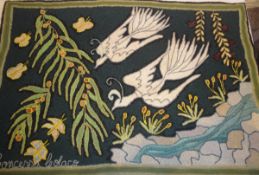 A Concessa Colaco tapestry "Natureza" featuring doves of peace, woolwork study, signed bottom left,