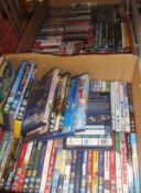 Two boxes of assorted mainly children's DVDs to include "Chitty Chitty Bang Bang", "Sinbad",
