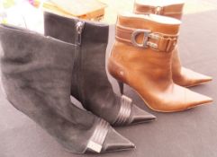 A pair of Dior black suede and leather ankle boots, size 37,
