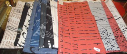 A collection of Lucien Day swatch sample fabric comprising "Silver Birch" in three different