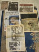 A bag containing various vintage newspapers including various on the subject of "9/11",
