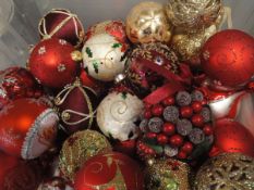 A large collection of assorted Christmas decorations, to include baubles, wire reindeer,