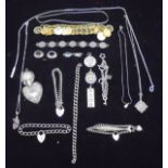 A box containing a collection of jewellery to include silver bracelets with heart shaped locks,
