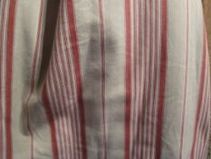 A single interlined cotton curtain of striped design