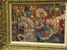 DIANNE FLYNN (1939-) "Ruby on carousel", watercolour gouache,