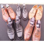 Four pairs of Crocket & Jones gentleman's shoes, three brown pairs, one black, all size 9,