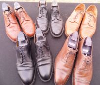Four pairs of Crocket & Jones gentleman's shoes, three brown pairs, one black, all size 9,