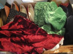 A box containing assorted vintage velvet Opera capes,