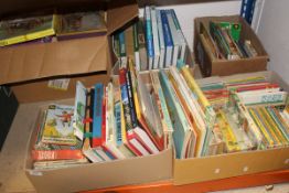 Five boxes of various children's books and jigsaw puzzles to include BEATRIX POTTER titles,