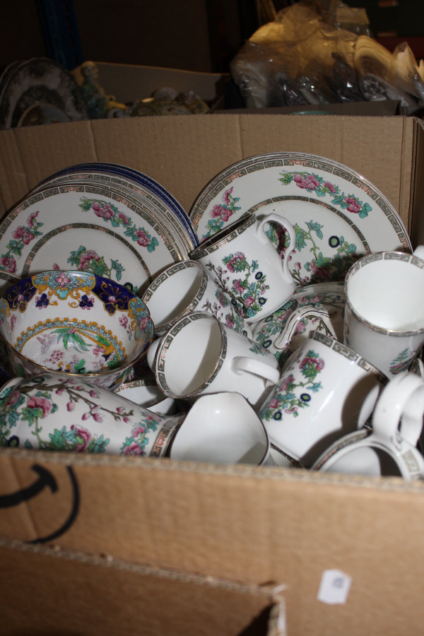 Three boxes of miscellaneous sundry china to include a Royal Doulton part tea set with pagoda style - Image 2 of 2