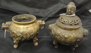 A Chinese bronze censer of small proportions,