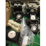 A collection of ten various vintage telephones including a 1930's Corporation Magneto set,