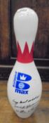 A Brunswick Max Tenpin bowling pin signed "Very Best Wishes Eddie the Eagle Edwards (of