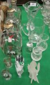 A set of three Holmegaard Christmas decanters with two tot glasses,