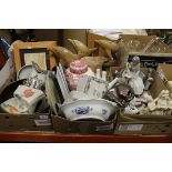 Three boxes of various chinaware to include various Lladro figures,