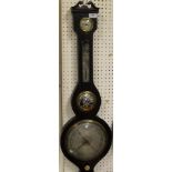 A 19th Century mahogany cased barometer/thermometer with silvered dial inscribed "John Tadeo New