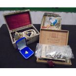 A box of assorted jewellery to include beaded necklaces, etc,