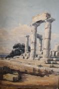 20TH CENTURY ENGLISH SCHOOL "Roman Ruins", watercolour, indistinctly signed lower right,