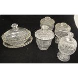 A collection of five various 19th Century and later cut glass sweetmeat dishes and covers,