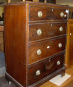A mahogany chest of four drawers with bracket feet