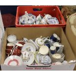 Six boxes of assorted of decorative china wares to include blue and white plates and tureens,